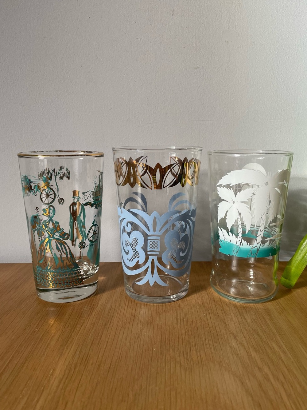 Vintage MCM Mix-and-Match Drinking Glasses Set of 3